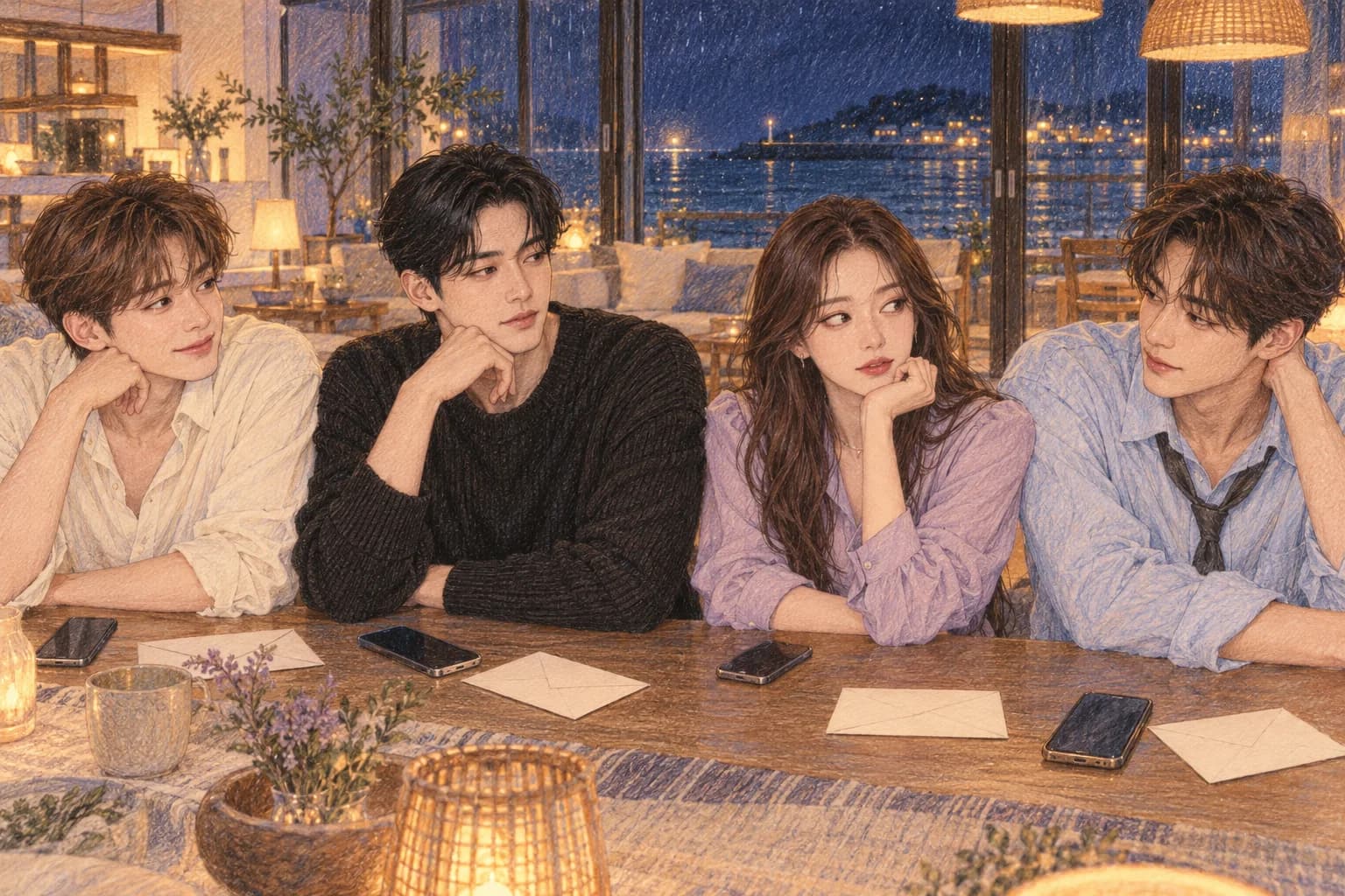 하트 시그널 : 마지막 밤의 익명 문자 등장인물 일러스트